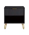 Manhattan Comfort 1- Piece Dumbo Medium-density Fiberboard 1-drawer Modern Nightstand In Black