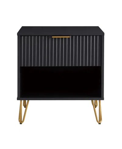 Manhattan Comfort 1- Piece Dumbo Medium-density Fiberboard 1-drawer Modern Nightstand In Black