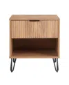 Manhattan Comfort 1- Piece Dumbo Medium-density Fiberboard 1-drawer Modern Nightstand In Golden Brown