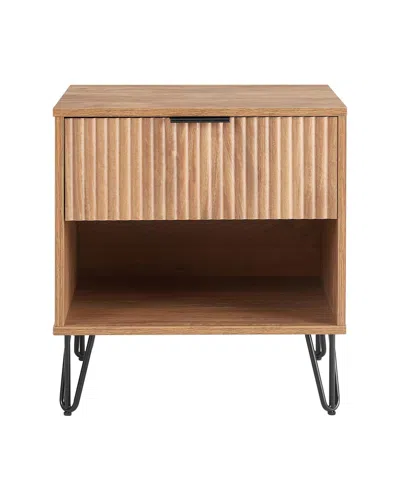 Manhattan Comfort 1- Piece Dumbo Medium-density Fiberboard 1-drawer Modern Nightstand In Golden Brown