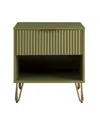 Manhattan Comfort 1- Piece Dumbo Medium-density Fiberboard 1-drawer Modern Nightstand In Olive Green