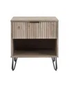 Manhattan Comfort 1- Piece Dumbo Medium-density Fiberboard 1-drawer Modern Nightstand In Rustic Grey