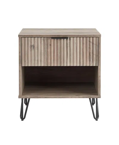 Manhattan Comfort 1- Piece Dumbo Medium-density Fiberboard 1-drawer Modern Nightstand In Rustic Grey