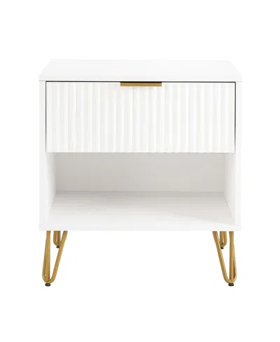 Manhattan Comfort 1- Piece Dumbo Medium-density Fiberboard 1-drawer Modern Nightstand In White