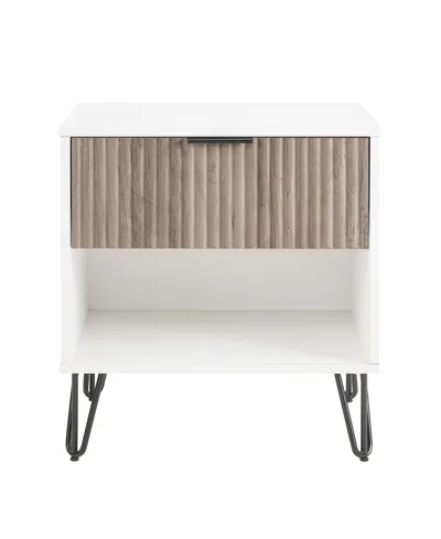 Manhattan Comfort 1- Piece Dumbo Medium-density Fiberboard 1-drawer Modern Nightstand In White And Rustic Grey
