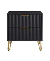 Manhattan Comfort 1-piece Dumbo Medium-density Fiberboard 2-drawer Modern Nightstand In Black