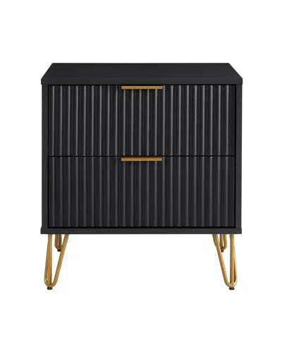 Manhattan Comfort 1-piece Dumbo Medium-density Fiberboard 2-drawer Modern Nightstand In Black