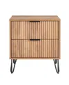 Manhattan Comfort 1-piece Dumbo Medium-density Fiberboard 2-drawer Modern Nightstand In Golden Brown