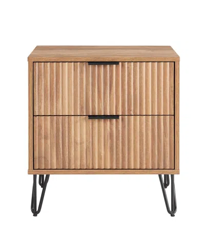 Manhattan Comfort 1-piece Dumbo Medium-density Fiberboard 2-drawer Modern Nightstand In Golden Brown