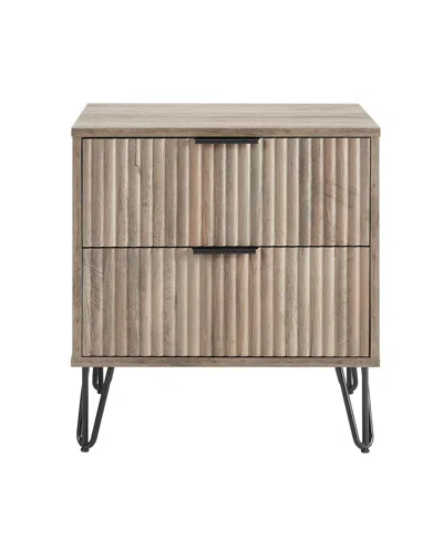 Manhattan Comfort 1-piece Dumbo Medium-density Fiberboard 2-drawer Modern Nightstand In Rustic Grey