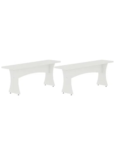 Manhattan Comfort 18.3" 2-pc. Wood Coney Mid-century Modern Dining Bench Set