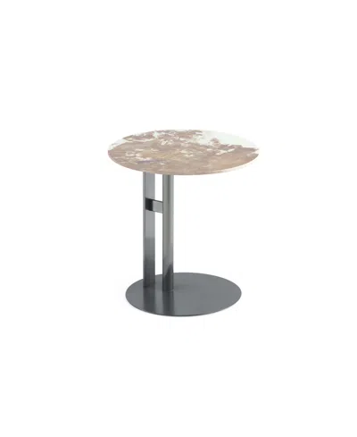 Manhattan Comfort 19.68" Alondra Modern Round Sintered Stone Top End Table In Black