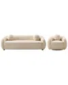 Manhattan Comfort 2- Piece Modern Tribeca Chenille In Neutral