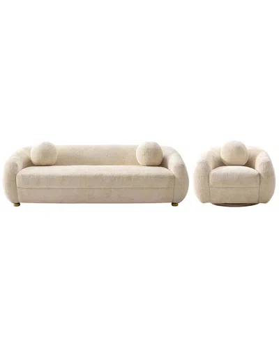 Manhattan Comfort 2- Piece Modern Tribeca Chenille In Neutral