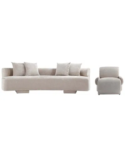 Manhattan Comfort 2- Piece Modern Verandah Chenill In Neutral