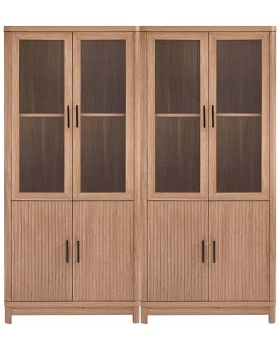 Manhattan Comfort 2 Piece- Mid Century-modern Jodie Bookcase In Brown