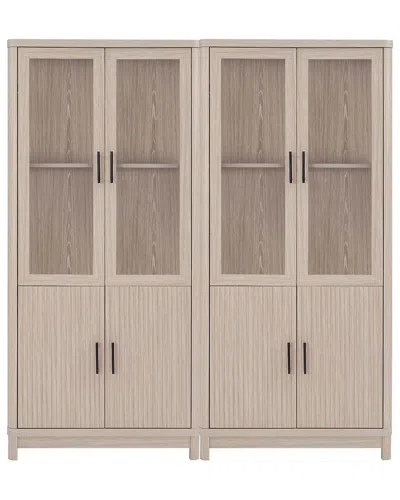 Manhattan Comfort 2 Piece- Mid Century-modern Jodie Bookcase In White