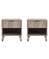 Manhattan Comfort 2-piece Dumbo Medium-density Fiberboard 1-drawer Modern Nightstand Set In Rustic Grey