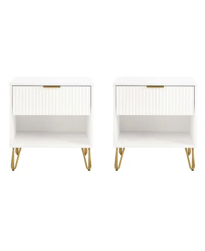 Manhattan Comfort 2-piece Dumbo Medium-density Fiberboard 1-drawer Modern Nightstand Set In White
