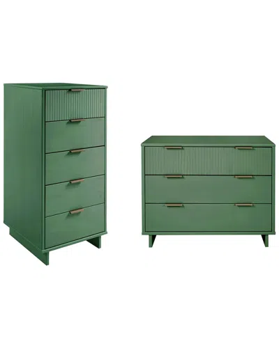 Manhattan Comfort 2-piece Granville Modern Solid W In Green