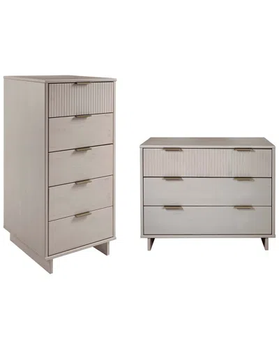 Manhattan Comfort 2-piece Granville Modern Solid W In Neutral