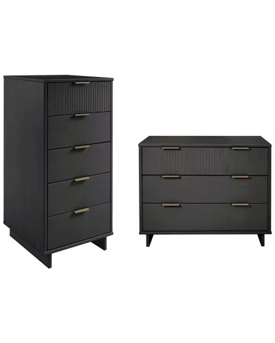 Manhattan Comfort 2-piece Granville Modern Solid W In Black