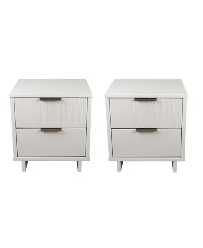 Manhattan Comfort 2-piece Granville Solid Pine Wood 2-drawer Nightstand Set In White