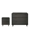 Manhattan Comfort 2-piece Granville Solid Pine Wood 3-drawer Standard Dresser And 2-drawer Nightstand Set In Dark Grey