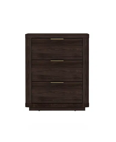 Manhattan Comfort 20" Evelyn Wood 3-drawer Nightstand In Brown