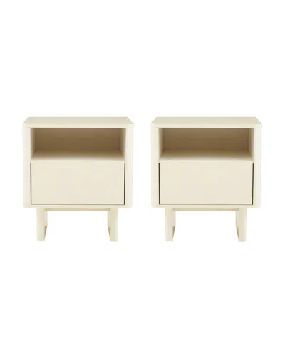 Manhattan Comfort 21.9" 2-pc. Wood Ella Modern 2-full Extension Drawer Nightstand Set