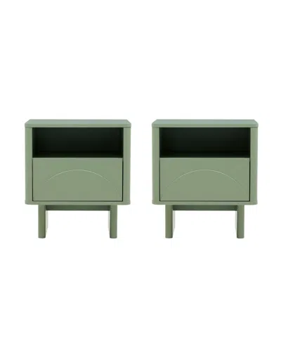 Manhattan Comfort 21.9" 2-pc. Wood Ella Modern 2-full Extension Drawer Nightstand Set