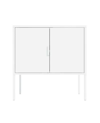 Manhattan Comfort 23.6" Steel Ava Modern 2-shelf Accent Cabinet In White