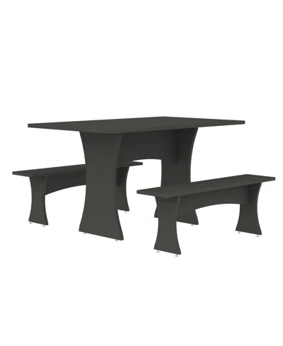 Manhattan Comfort 29.53" 3-pc. Wood Coney Mid-century Modern Dining Set In Gray