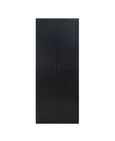 Manhattan Comfort 29.61" Cornelia Wood 4-shelf Storage Closet In Black