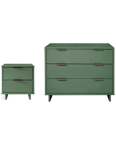 Manhattan Comfort 2pc Granville Modern Solid Wood Standard Dresser &  Nightstand Set