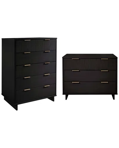 Manhattan Comfort 2-piece Granville Modern Solid W In Brown