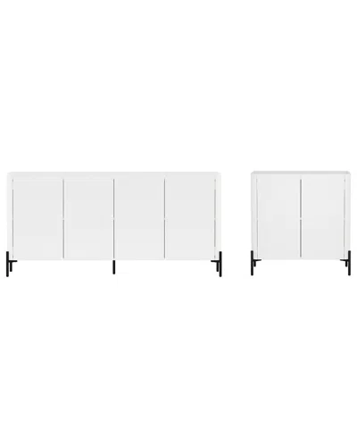 Manhattan Comfort 2pc Modern Abbey Accent Cabinet & 66.9in Sideboard In White