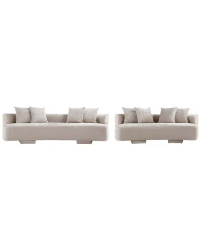 Manhattan Comfort 2pc Modern Verandah Chenille 112in Sofa & 90.6in Sofa In Neutral
