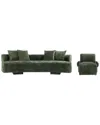 Manhattan Comfort 2pc Modern Verandah Chenille 112in Sofa & Accent Chair In Green