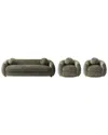 Manhattan Comfort 3- Piece Modern Tribeca Chenille In Green