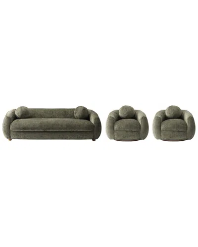 Manhattan Comfort 3- Piece Modern Tribeca Chenille In Green