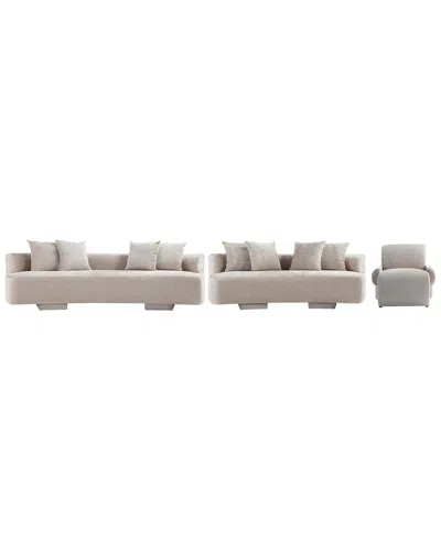 Manhattan Comfort 3- Piece Modern Verandah Chenill In Neutral