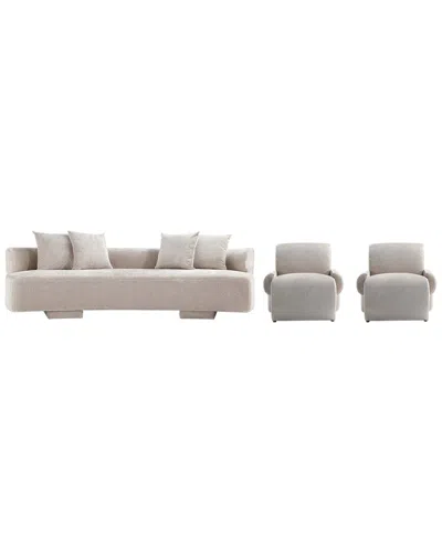 Manhattan Comfort 3- Piece Modern Verandah Chenill In Neutral