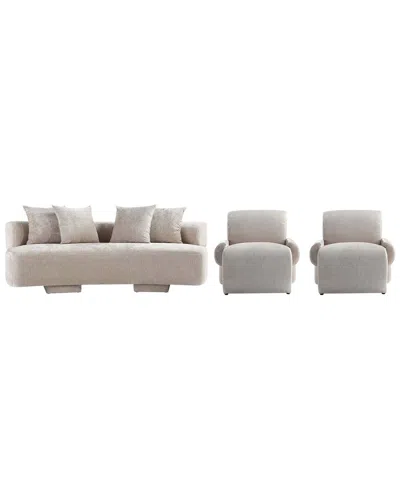 Manhattan Comfort 3- Piece Modern Verandah Chenill In Neutral