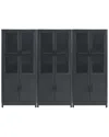 Manhattan Comfort 3 Piece- Mid Century-modern Jodie Bookcase In Grey