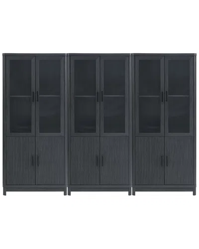 Manhattan Comfort 3 Piece- Mid Century-modern Jodie Bookcase In Grey