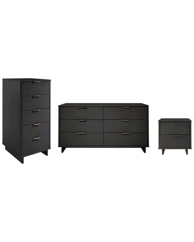 Manhattan Comfort 3-piece Granville Modern Solid W In Black