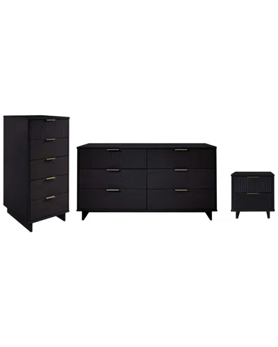 Manhattan Comfort 3-piece Granville Modern Solid W In Black
