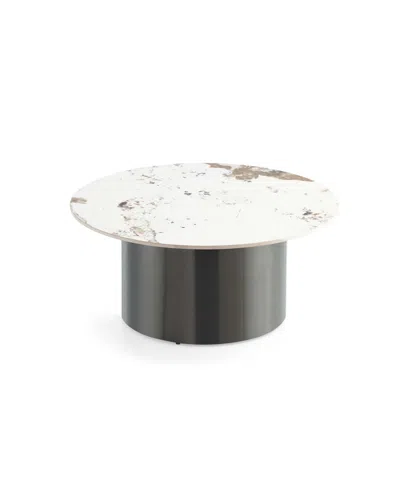 MANHATTAN COMFORT ALONDRA 31.49" MODERN ROUND SINTERED STONE TOP COFFEE TABLE
