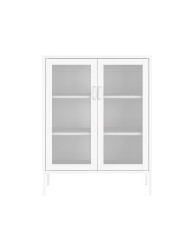 Manhattan Comfort 31.5" Steel Amelia Modern 3-shelf Accent Cabinet In White
